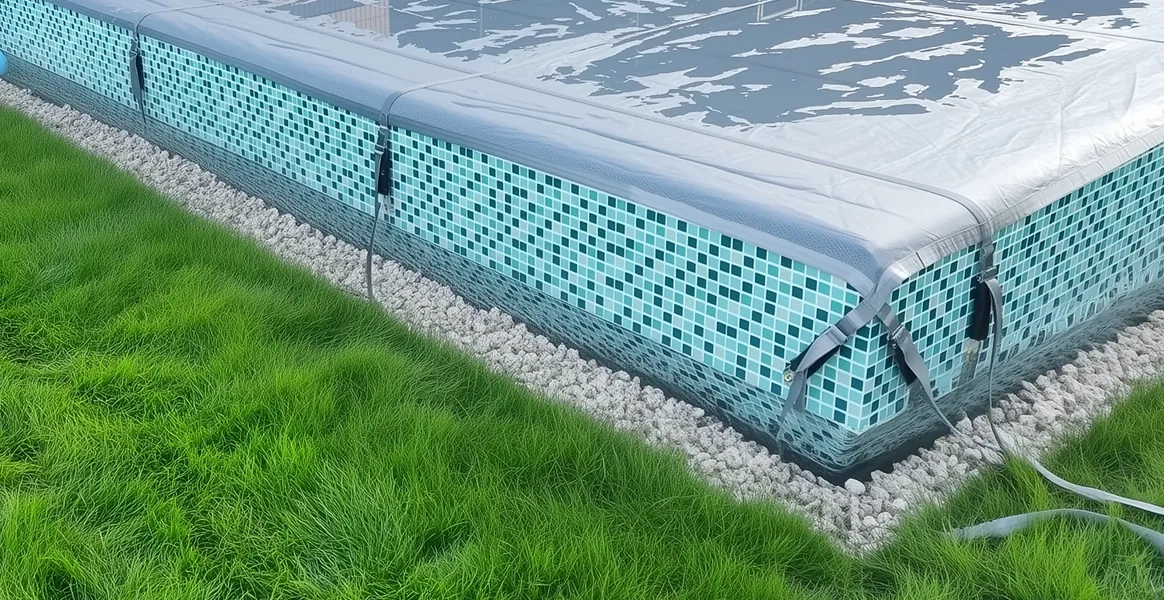 Покрывало для бассейна под снегом — защита зимой в Белогорске